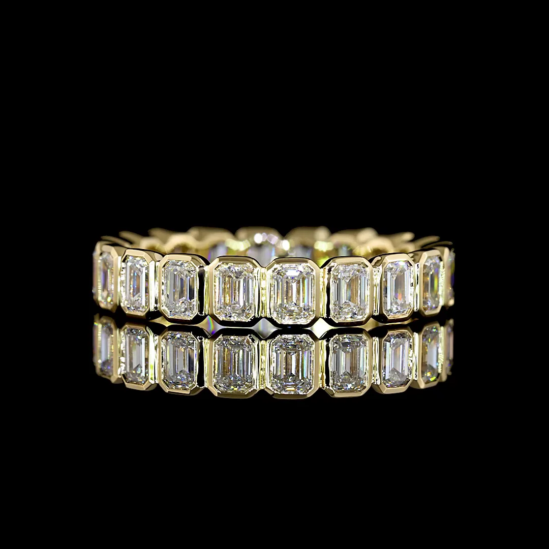 2.1 Cts 14k Yellow Gold Emerald Shape Eternity Band Eternity Band - Video