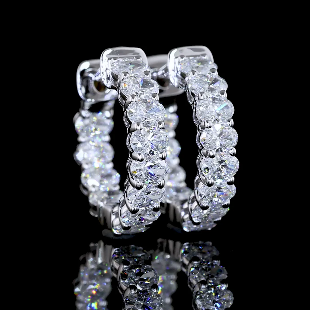 1.29 Cts 14k White Gold Oval Shape Huggies Earring - Video