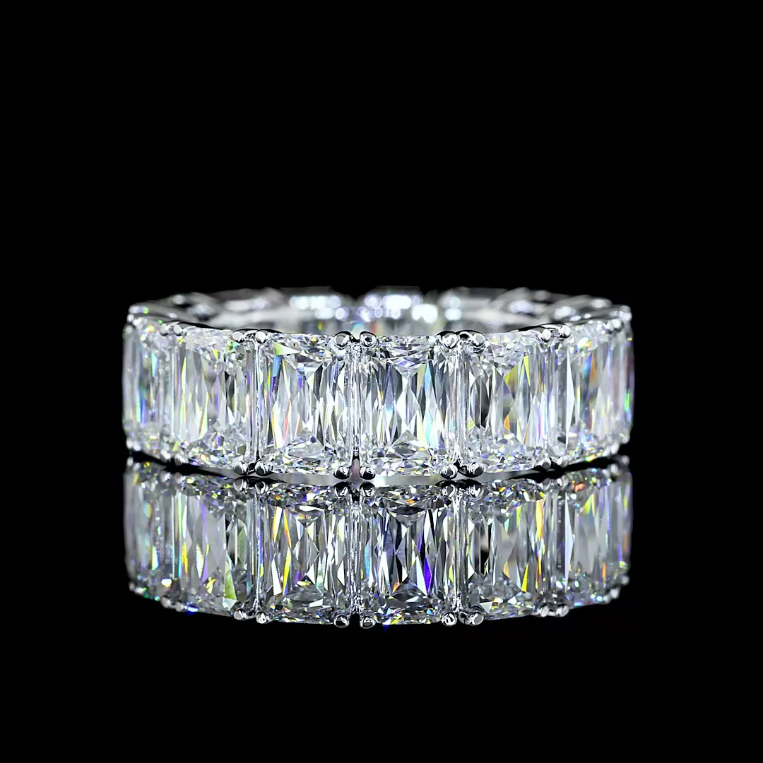 9.24 Cts 18k White Gold Radiant Modified Shape Eternity Band Eternity Band - Video