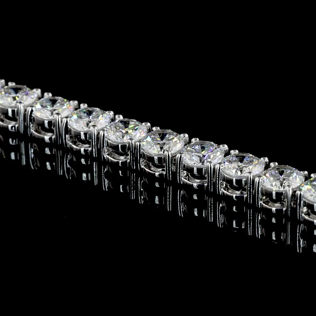 14.69 Cts 14k White Gold Round Shape Tennis Necklace - Image 4