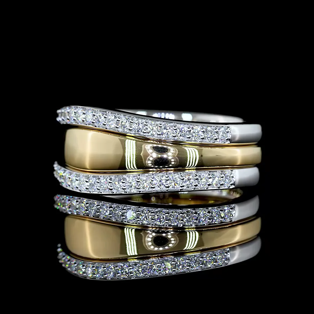 0.47 Cts 14k Two Tone Round Shape Special Ring - Image 2