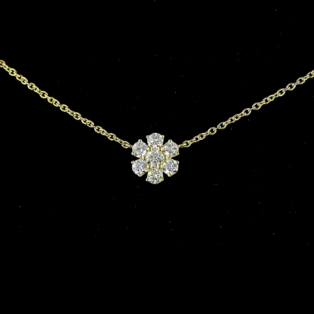 2.88 Cts 18k Yellow Gold Round Shape Station Necklace - Image 3