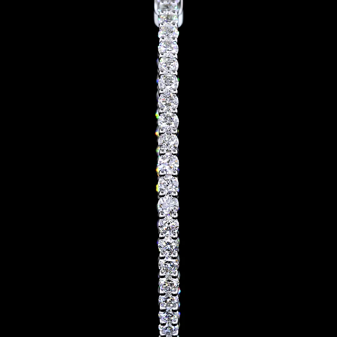 2.66 Cts 14k White Gold Round Shape Hoops Earring - Image 2