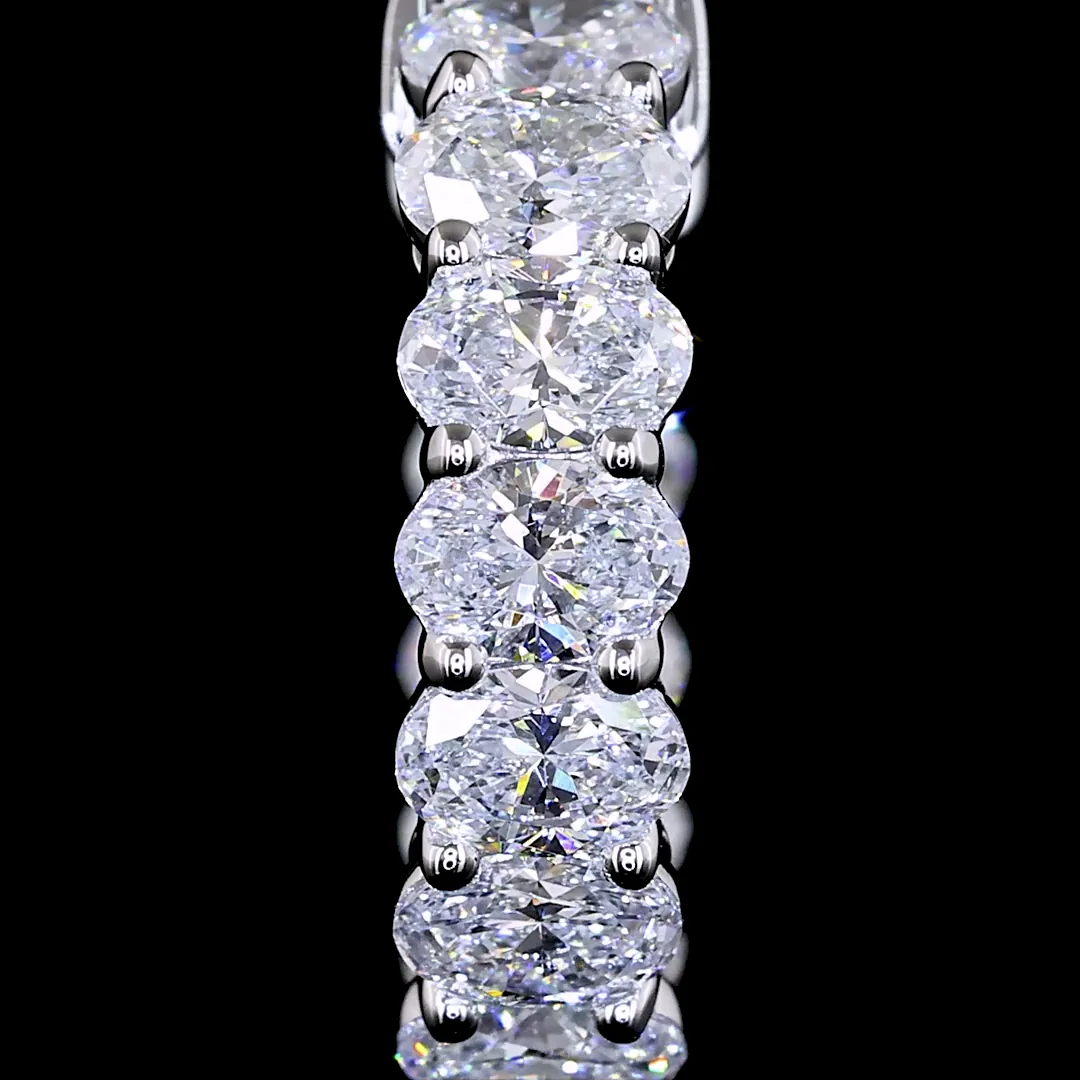 1.54 Cts 14k White Gold Oval Shape Huggies Earring - Image 2