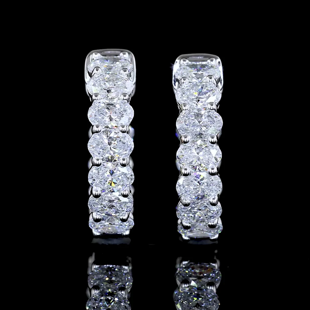 1.54 Cts 14k White Gold Oval Shape Huggies Earring - Image 3