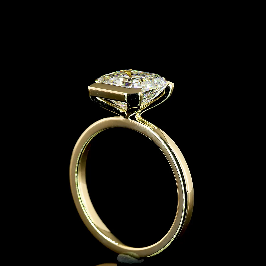 3.01 Cts 14k Yellow Gold Asscher Shape Solitaire Ring - Image 2