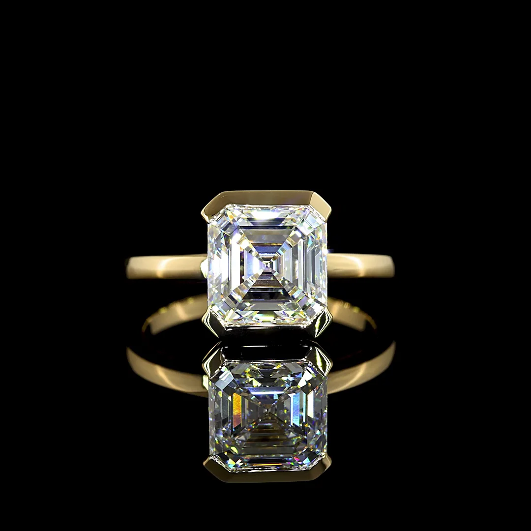 3.01 Cts 14k Yellow Gold Asscher Shape Solitaire Ring - Video