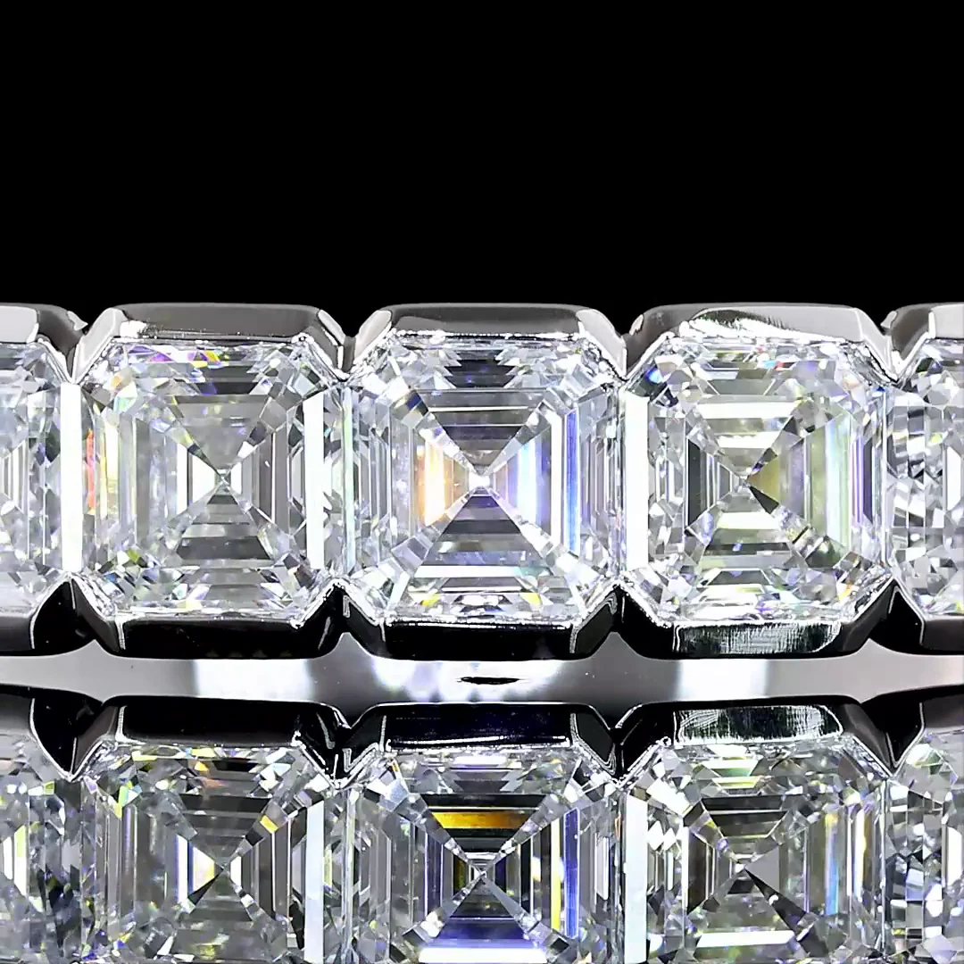 1.05 Cts 14k White Gold Asscher Shape 7 Stones Eternity Band - Image 3