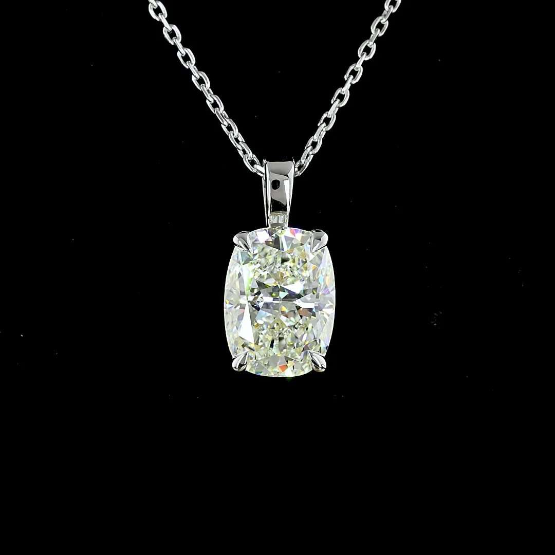 2.51 Cts 14k White Gold Cushion Brilliant Shape Solitaire Pendant - Image 3
