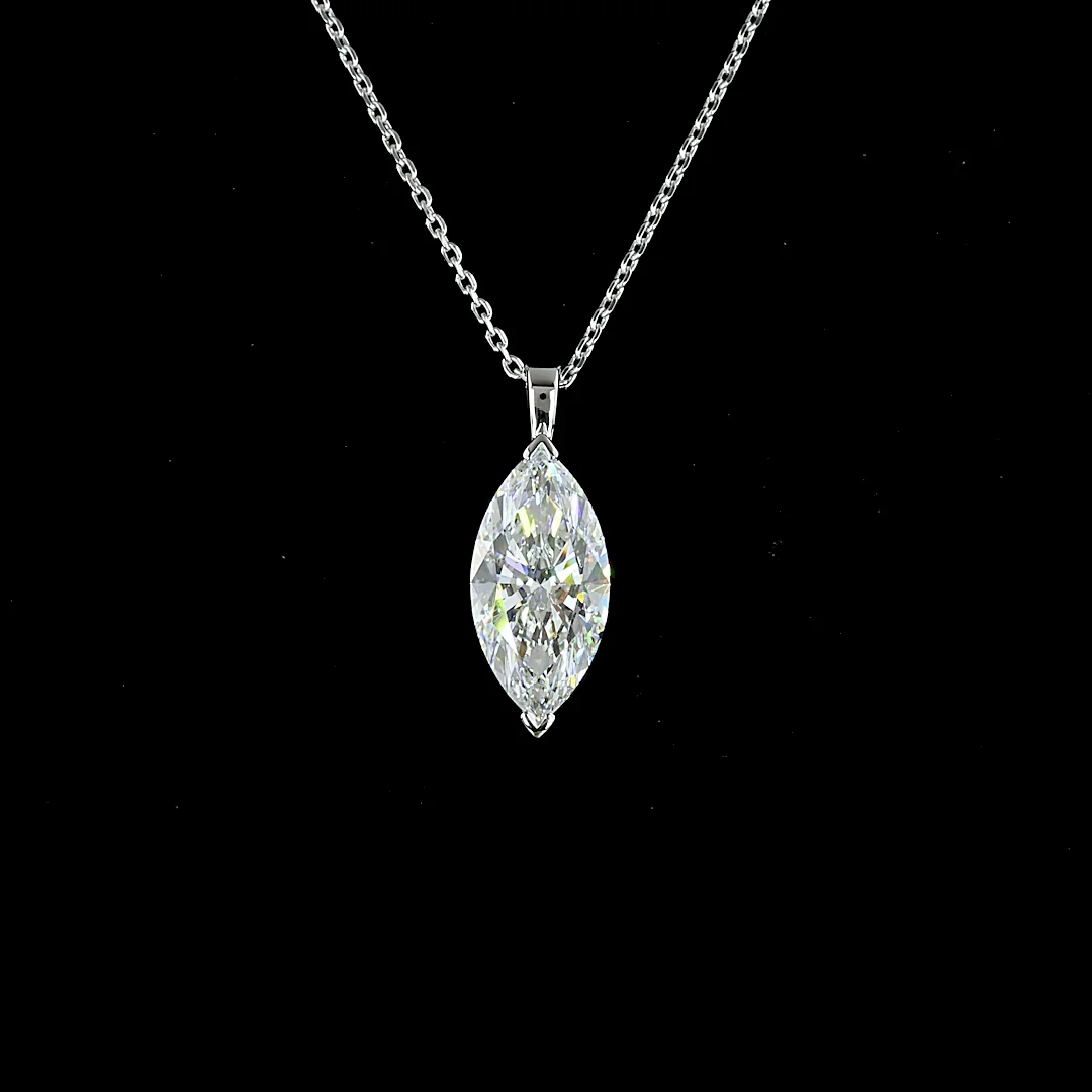 2.71 Cts 14k White Gold Marquise Shape Solitaire Pendant - Image 3