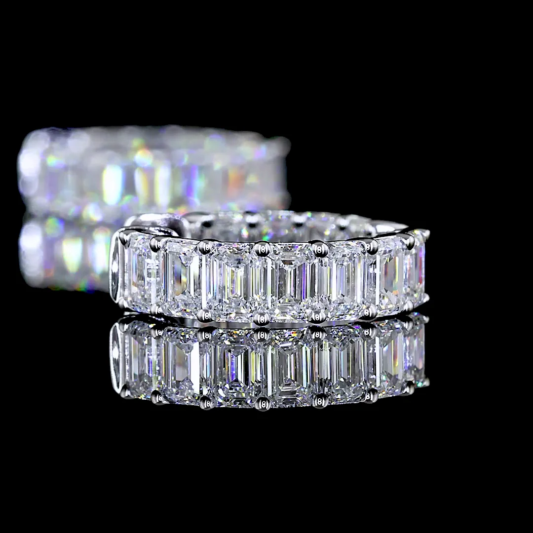 2.54 Cts 14k White Gold Emerald Shape Huggies Earring - Image 4