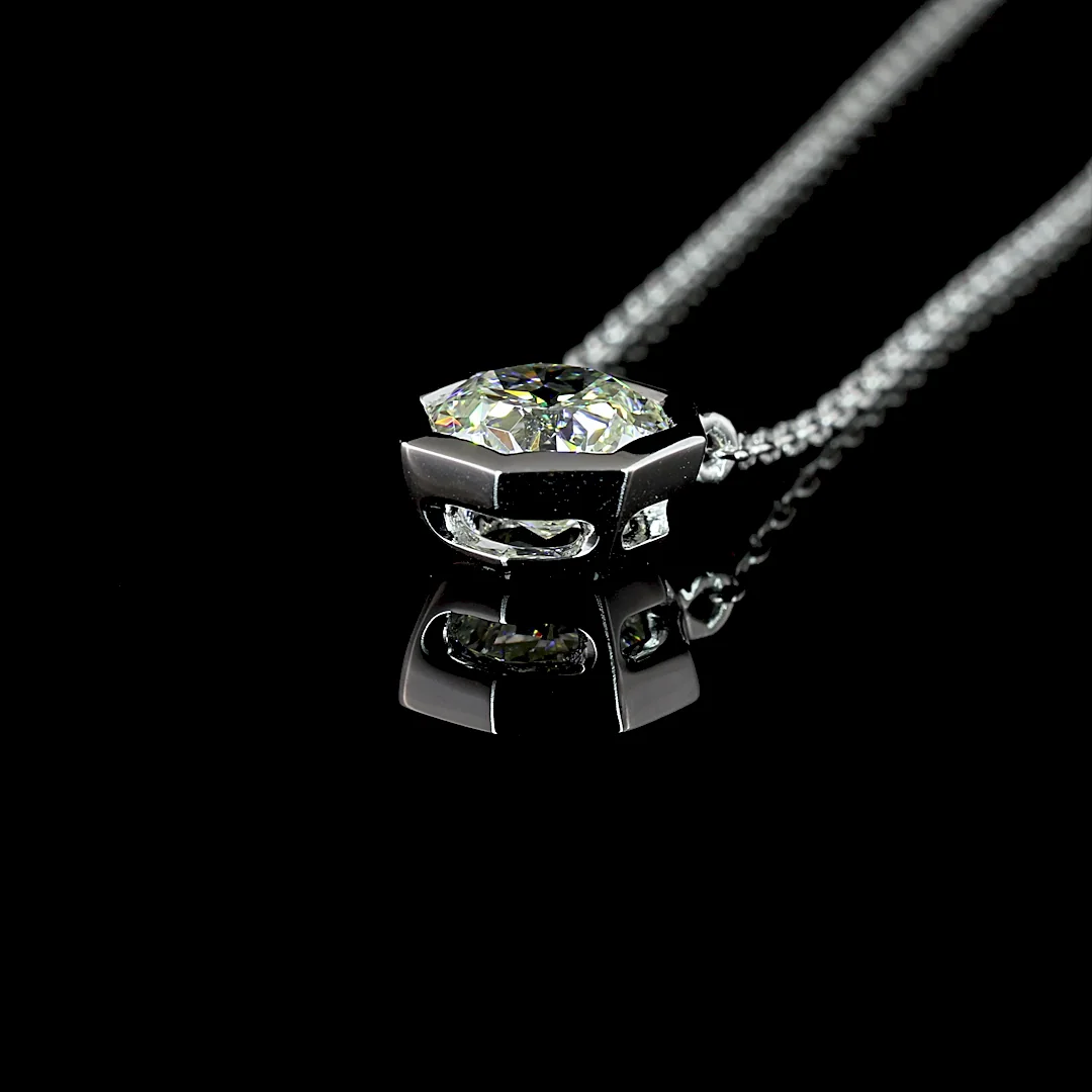 1.5 Cts 14k White Gold Octagon Shape Solitaire Pendant - Image 4