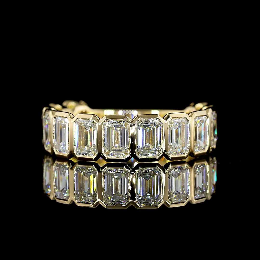 4.15 Cts 14k Yellow Gold Emerald Shape 3/4 Band Eternity Band - Video