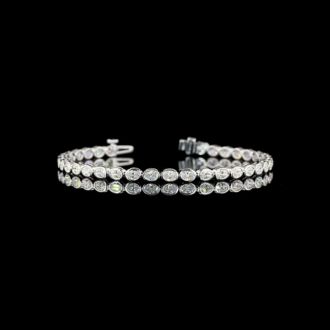 3.54 Cts 14k White Gold Oval Shape Tennis Bracelet - Video