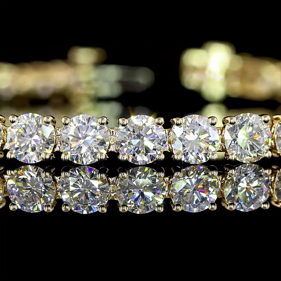 10.61 Cts 14k Yellow Gold Round Shape Tennis Bracelet - Image 2