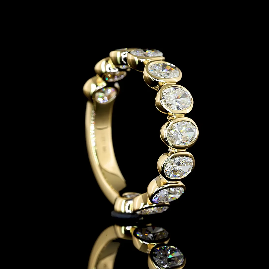 1.55 Cts 14k Yellow Gold Oval Shape 3/4 Band Eternity Band - Image 2