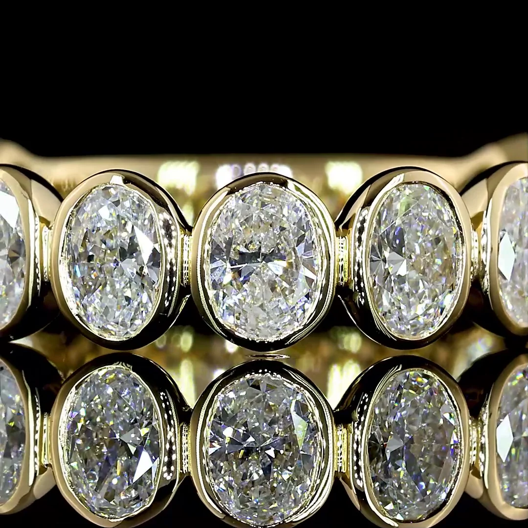 1.55 Cts 14k Yellow Gold Oval Shape 3/4 Band Eternity Band - Image 3