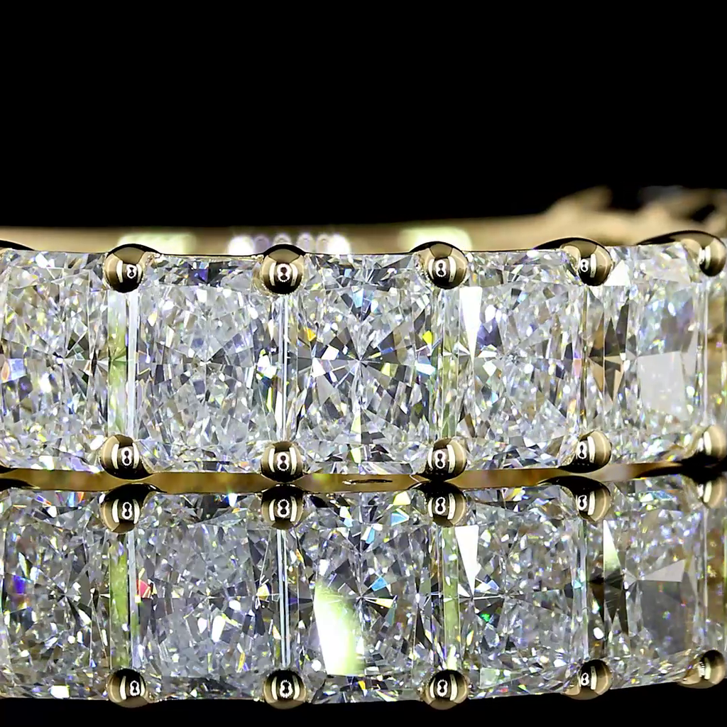 2.99 Cts 14k Yellow Gold Radiant Shape 3/4 Band Eternity Band - Image 3