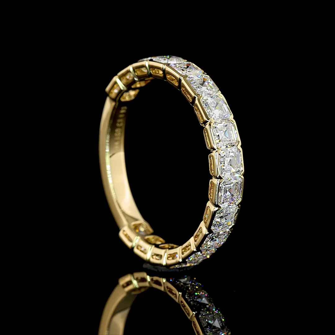 1.93 Cts 14k Yellow Gold Asscher Shape 3/4 Band Eternity Band - Image 2