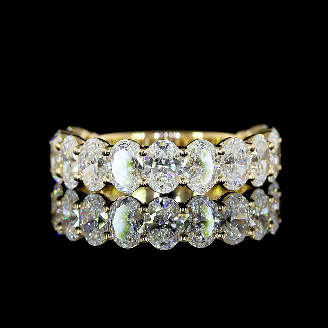 2.94 Cts 14k Yellow Gold Oval Shape 3/4 Band Eternity Band - Video