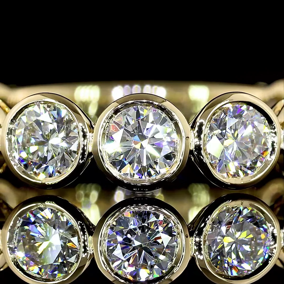 1.94 Cts 14k Yellow Gold Round Shape 3/4 Band Eternity Band - Image 3