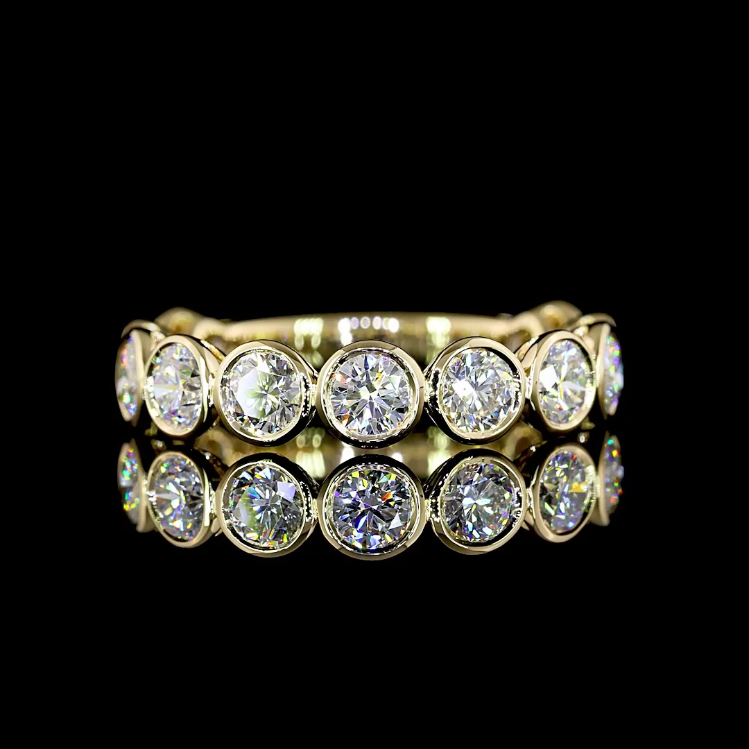 1.94 Cts 14k Yellow Gold Round Shape 3/4 Band Eternity Band - Video