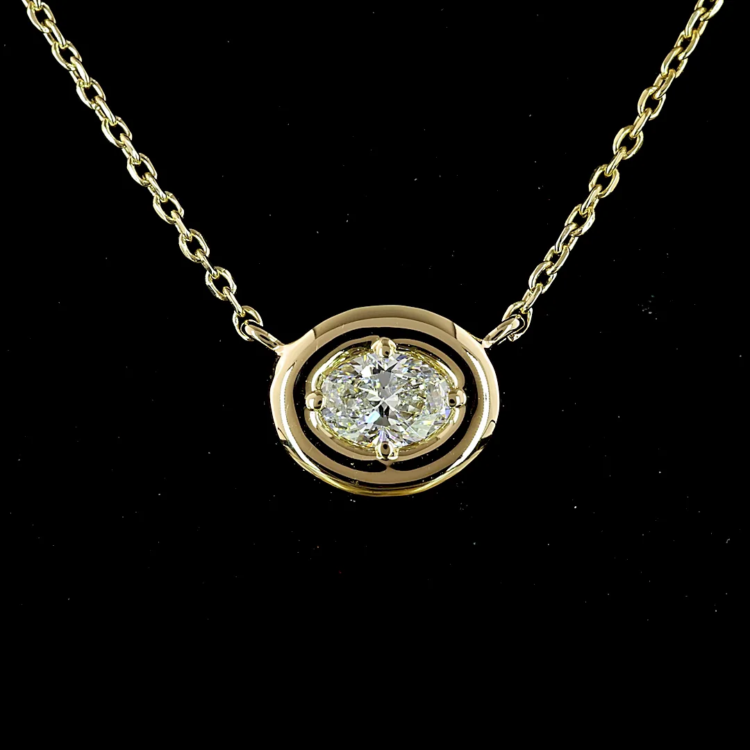 0.25 Cts 14k Yellow Gold Oval Shape Solitaire Pendant - Image 3