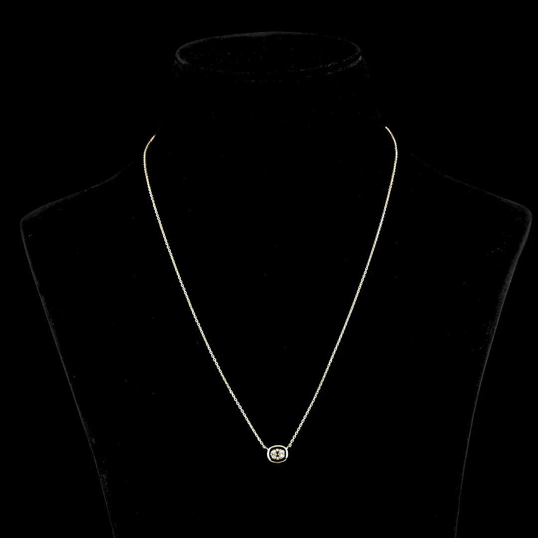 0.25 Cts 14k Yellow Gold Antique Cushion Shape Solitaire Pendant - Video