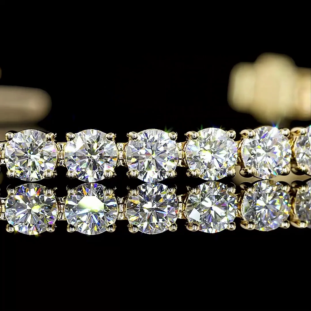 6.9 Cts 14k Yellow Gold Round Shape Tennis Bracelet - Image 2