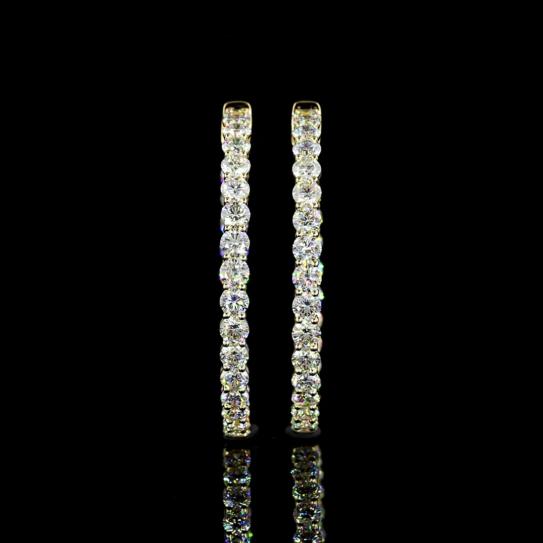 5.39 Cts 14k Yellow Gold Round Shape Hoops Earring - Image 3