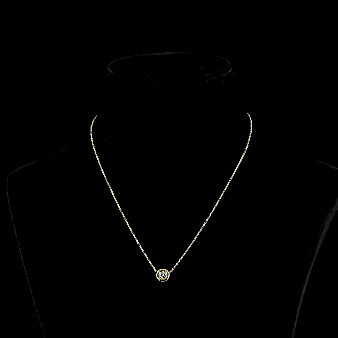 0.26 Cts 14k Yellow Gold Round Shape Solitaire Pendant - Video