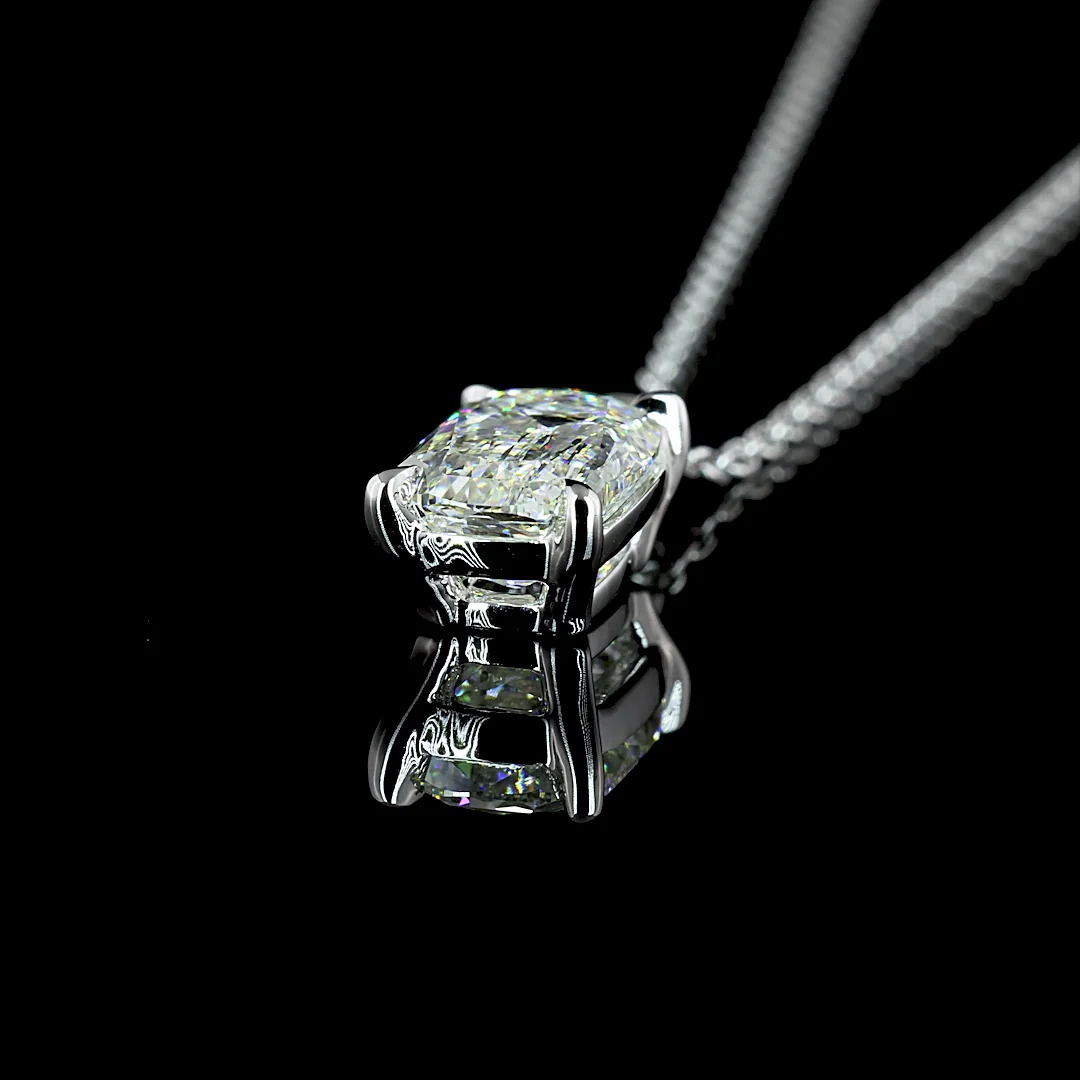 1.61 Cts 14k White Gold Radiant Shape Solitaire Pendant - Image 4