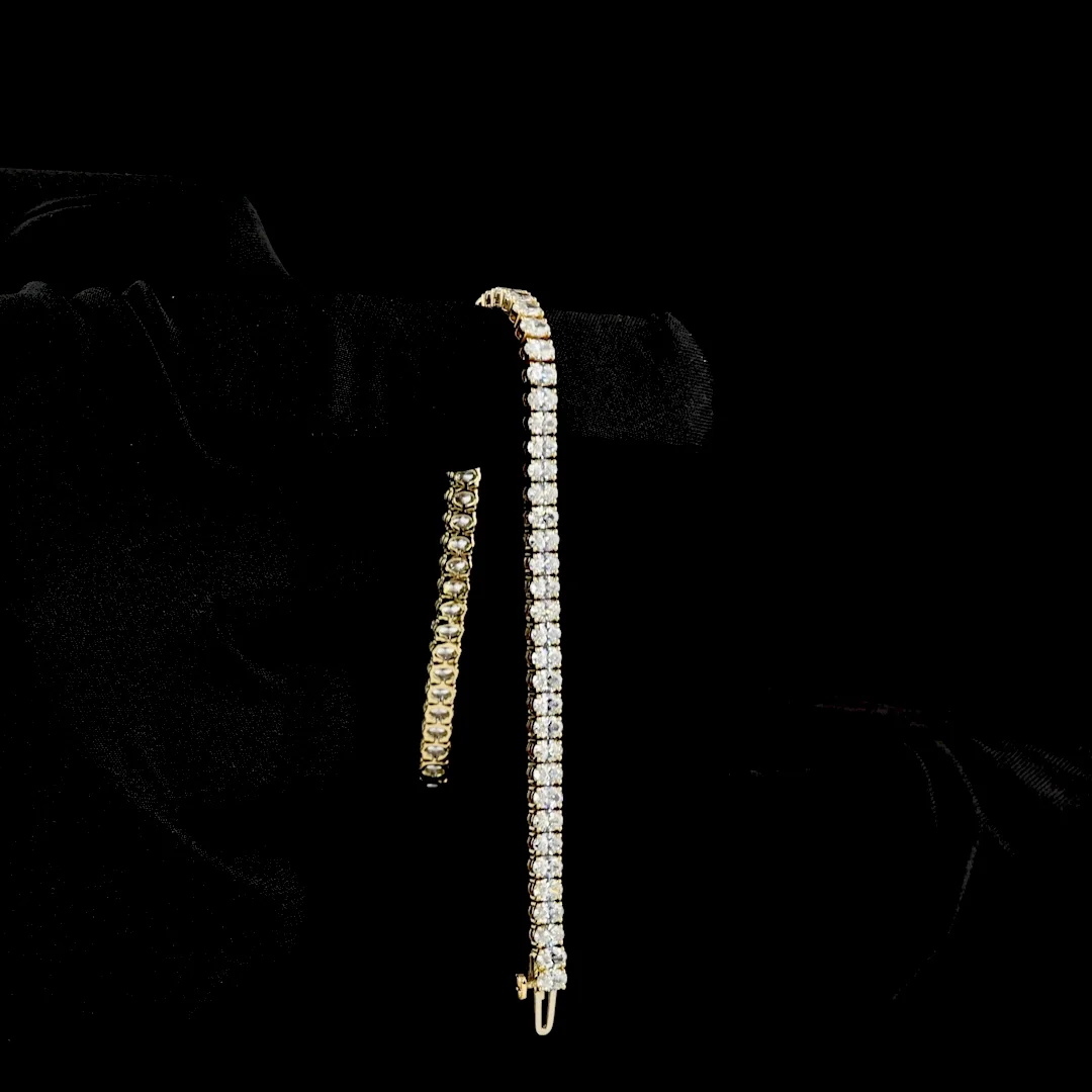 5.87 Cts 14k Yellow Gold Oval Shape Tennis Bracelet - Image 3