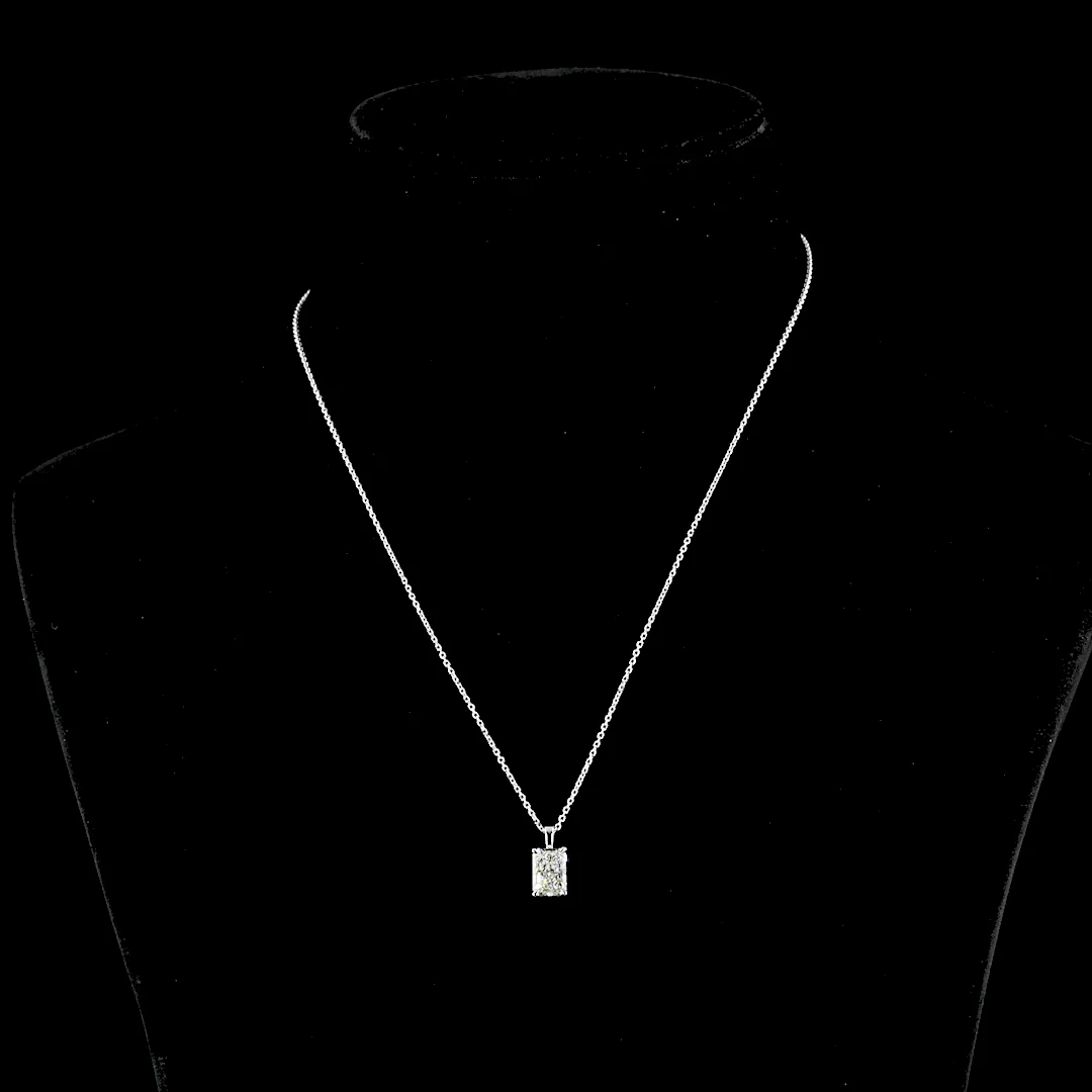 1.53 Cts 14k White Gold Radiant Modified Shape Solitaire Pendant - Video