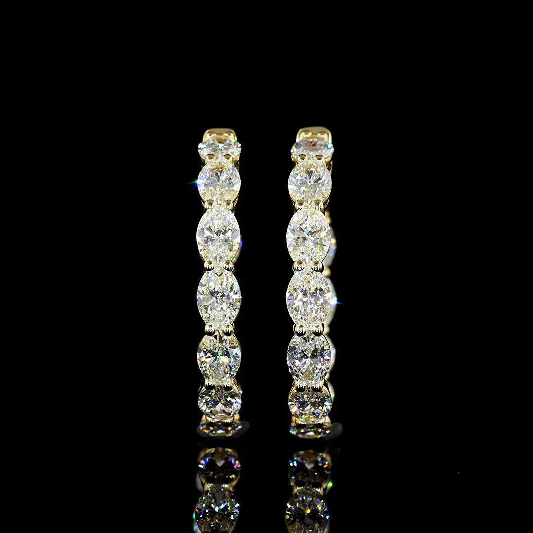 4.88 Cts 14k Yellow Gold Oval Shape Hoops Earring - Image 3