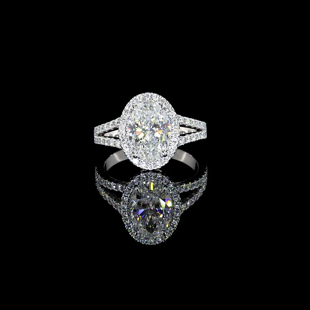 2.64 Cts 14k White Gold Oval Shape Split Shank Ring - Video