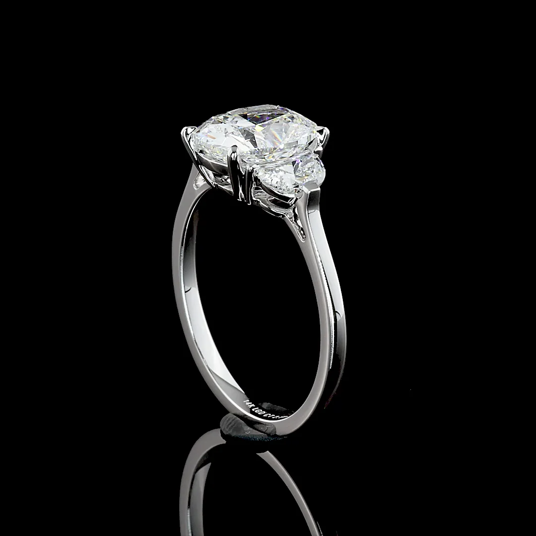 2.51 Cts 14k White Gold Cushion Modified Shape 3 Stones Ring - Image 3