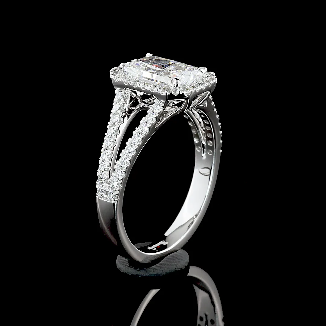 2.6 Cts 14k White Gold Radiant Shape Split Shank Ring - Image 4