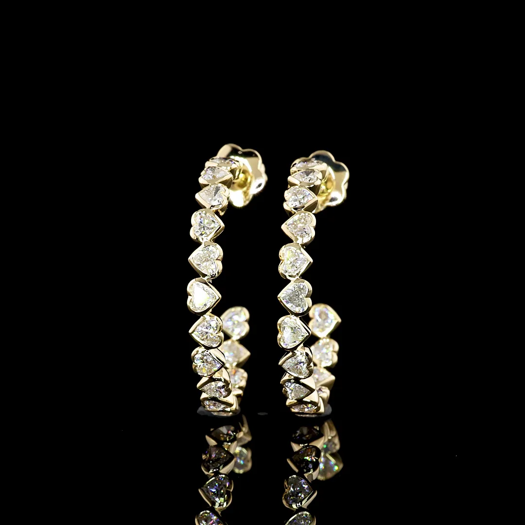 3.34 Cts 14k Yellow Gold Heart Shape C Hoops Earring - Image 2