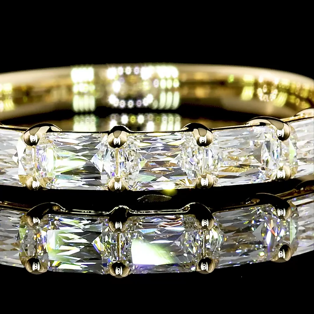1 Cts 14k Yellow Gold Radiant Modified Shape Half Eternity Eternity Band - Image 2