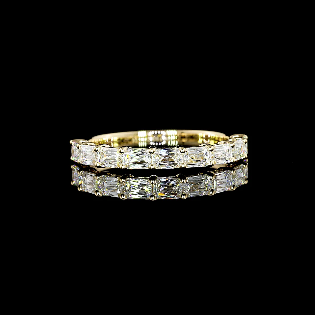 1 Cts 14k Yellow Gold Radiant Modified Shape Half Eternity Eternity Band - Video
