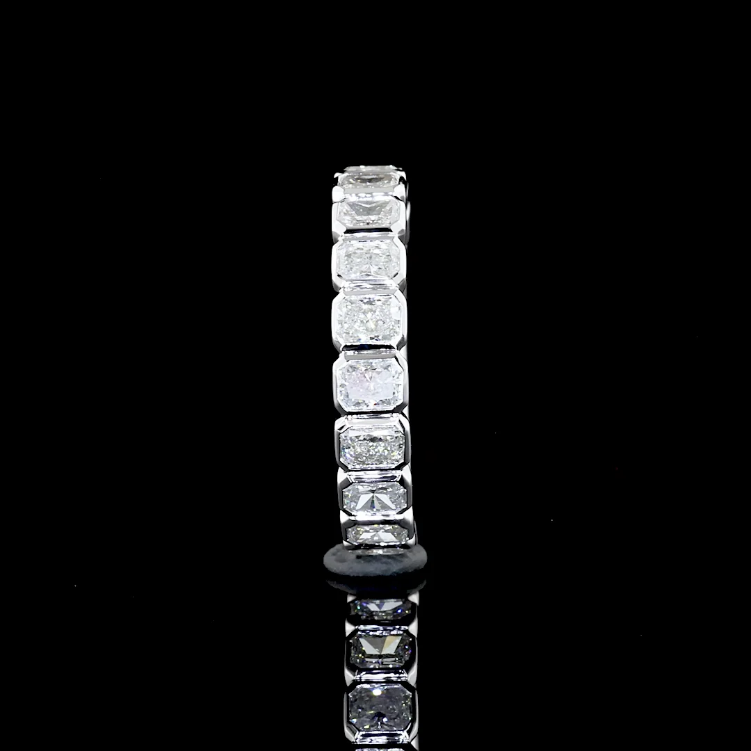 1.35 Cts 14k White Gold Radiant Shape 3/4 Band Eternity Band - Image 3