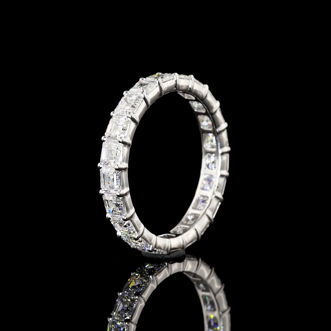 2.85 Cts 14k White Gold Asscher Shape Eternity Band Eternity Band - Image 4