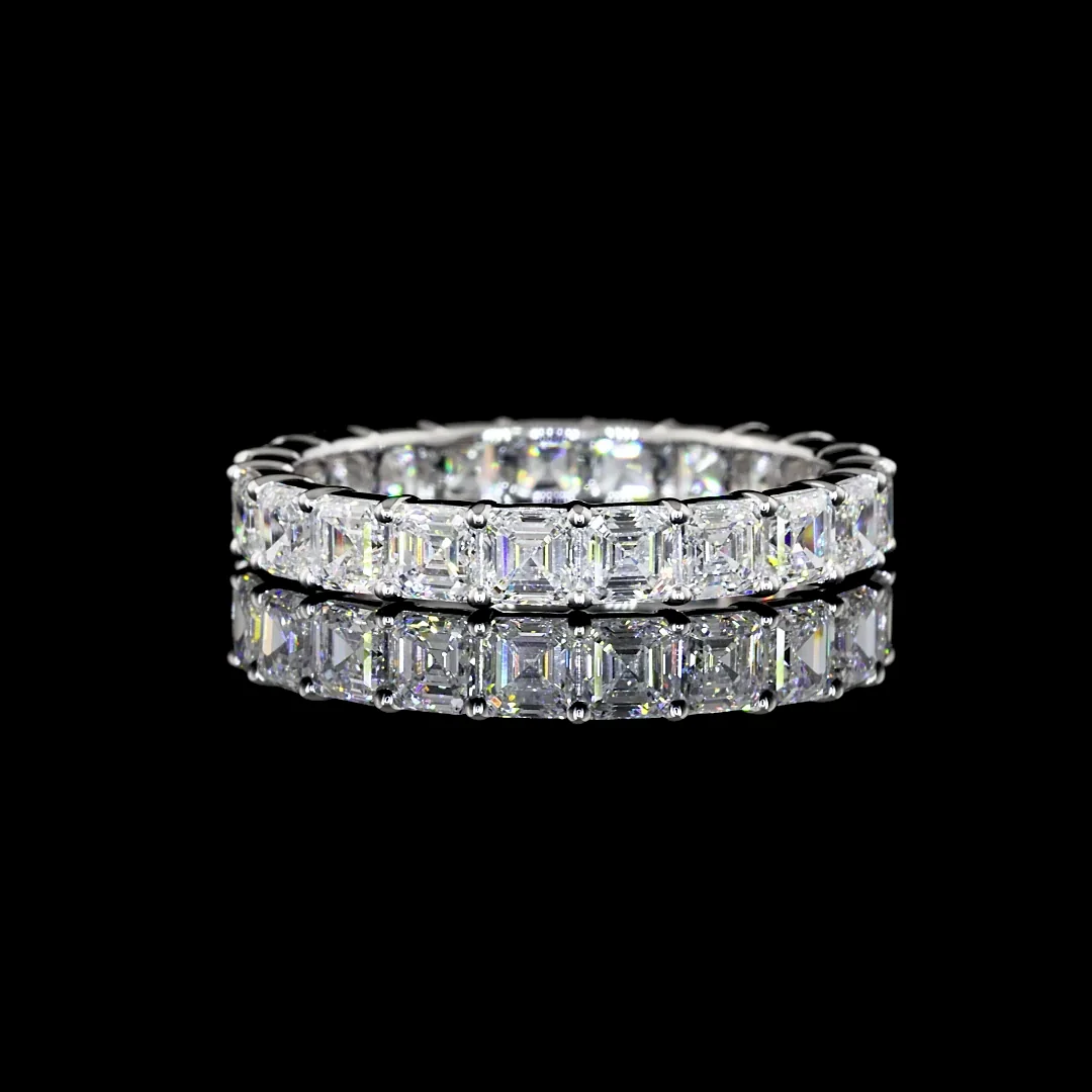 2.85 Cts 14k White Gold Asscher Shape Eternity Band Eternity Band - Video