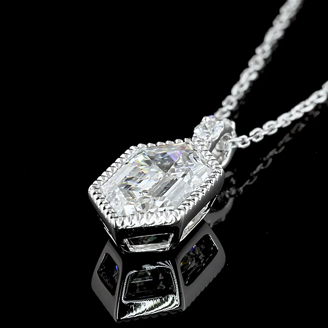 1.58 Cts 14k White Gold Step Marquise Shape Pendant Necklace - Image 3