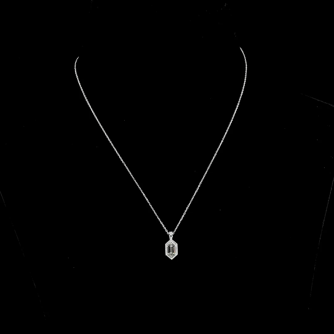 1.58 Cts 14k White Gold Step Marquise Shape Pendant Necklace - Video