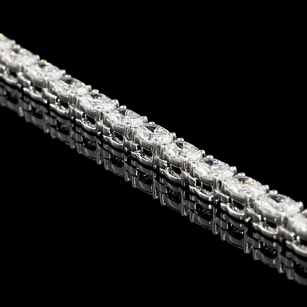 10.04 Cts 14k White Gold Oval Shape Tennis Necklace - Image 4