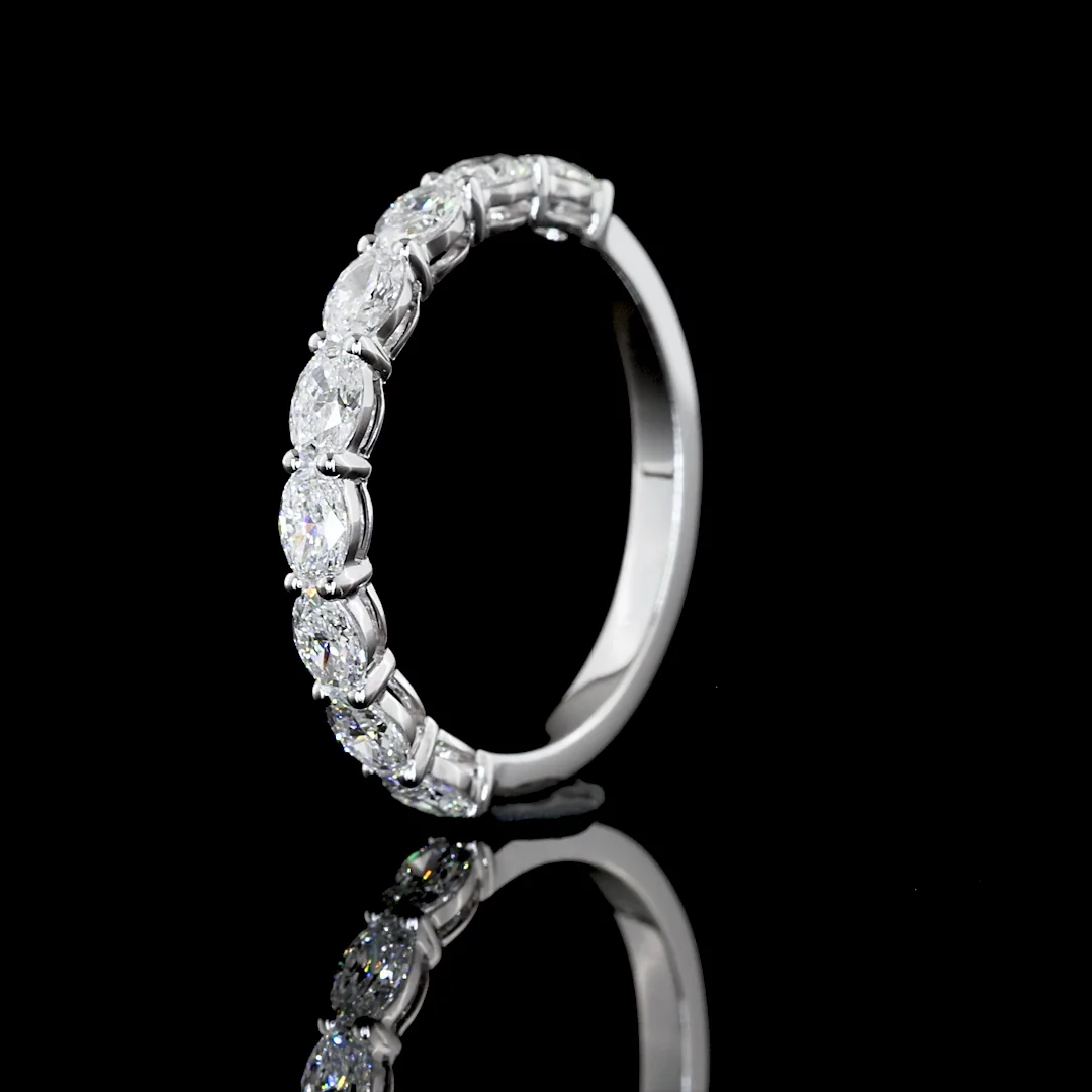 0.77 Cts 14k White Gold Oval Shape Half Eternity Eternity Band - Image 4