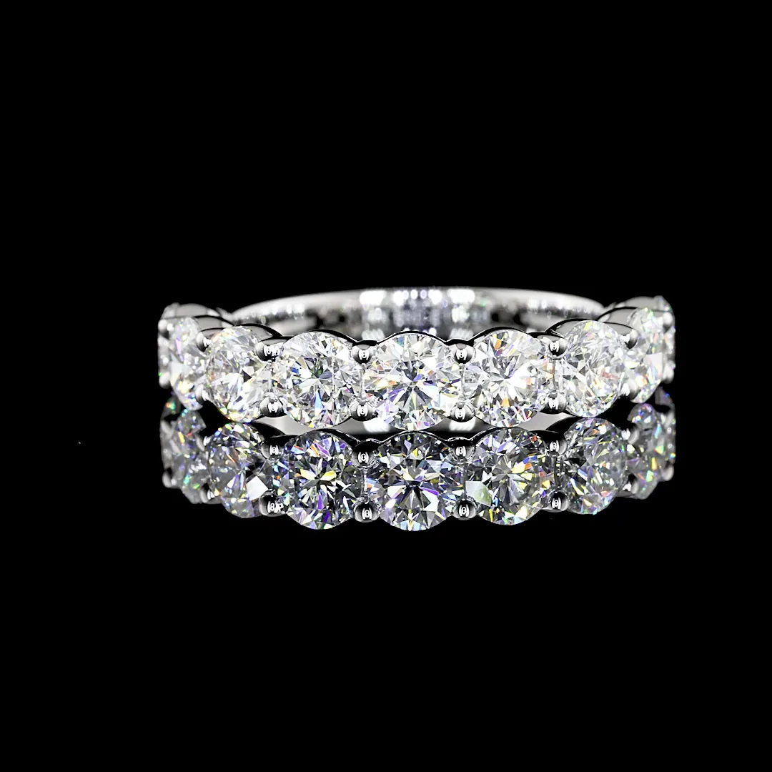 1.98 Cts 14k White Gold Round Shape Half Eternity Eternity Band - Video