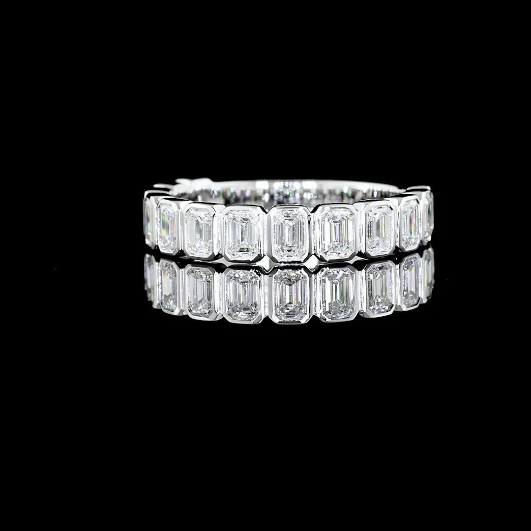 1.26 Cts 14k White Gold Emerald Shape 3/4 Band Eternity Band - Video